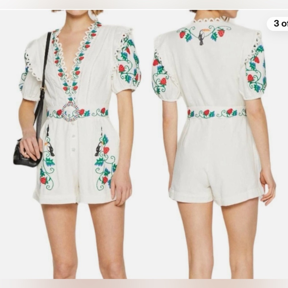 FARM Rio- Cross Stitch Toucan Embroidered Romper - Picture 4 of 9
